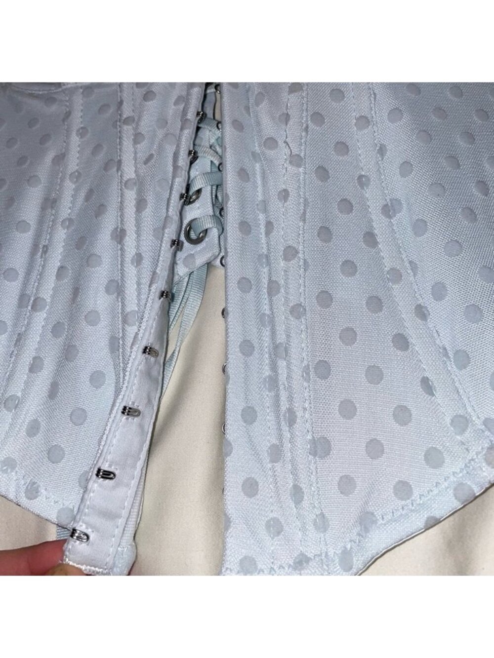 Blue Spotted Corset With Straps - Picture 2 of 3